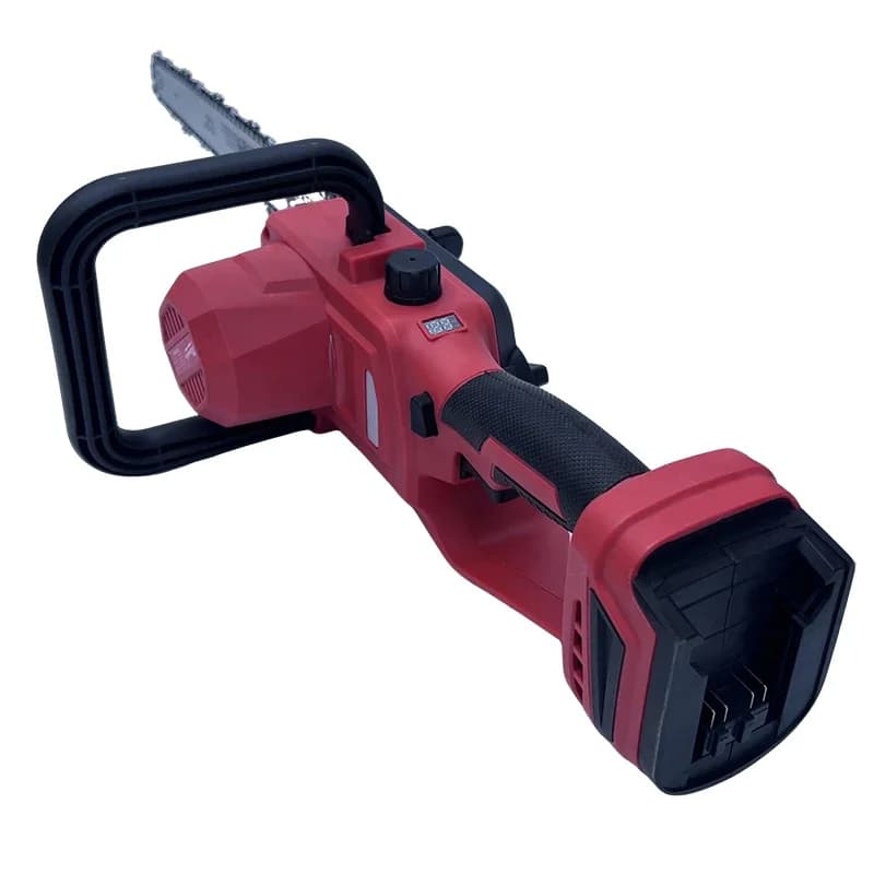 Milwaukee 18V cordless chainsaw with 12-inch bar, brushless motor, auto-oiler for high-power wood cutting tasks.