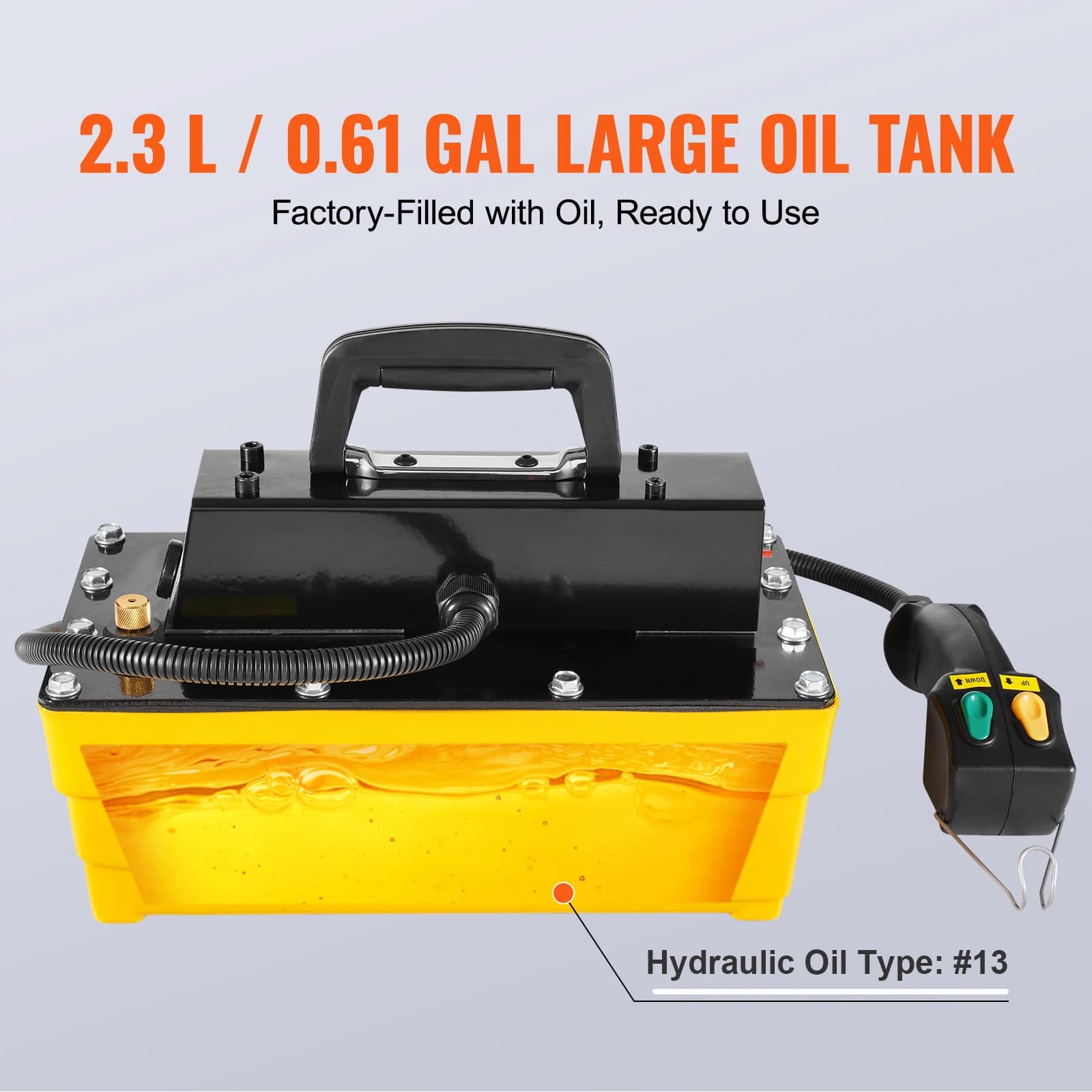 SucceBuy 10,000PSI Air Hydraulic Pump 0.61Gal Reservoir & Remote Control Actuator for Automobile Frame Machine & Hydraulic Press - Thumbnail 5