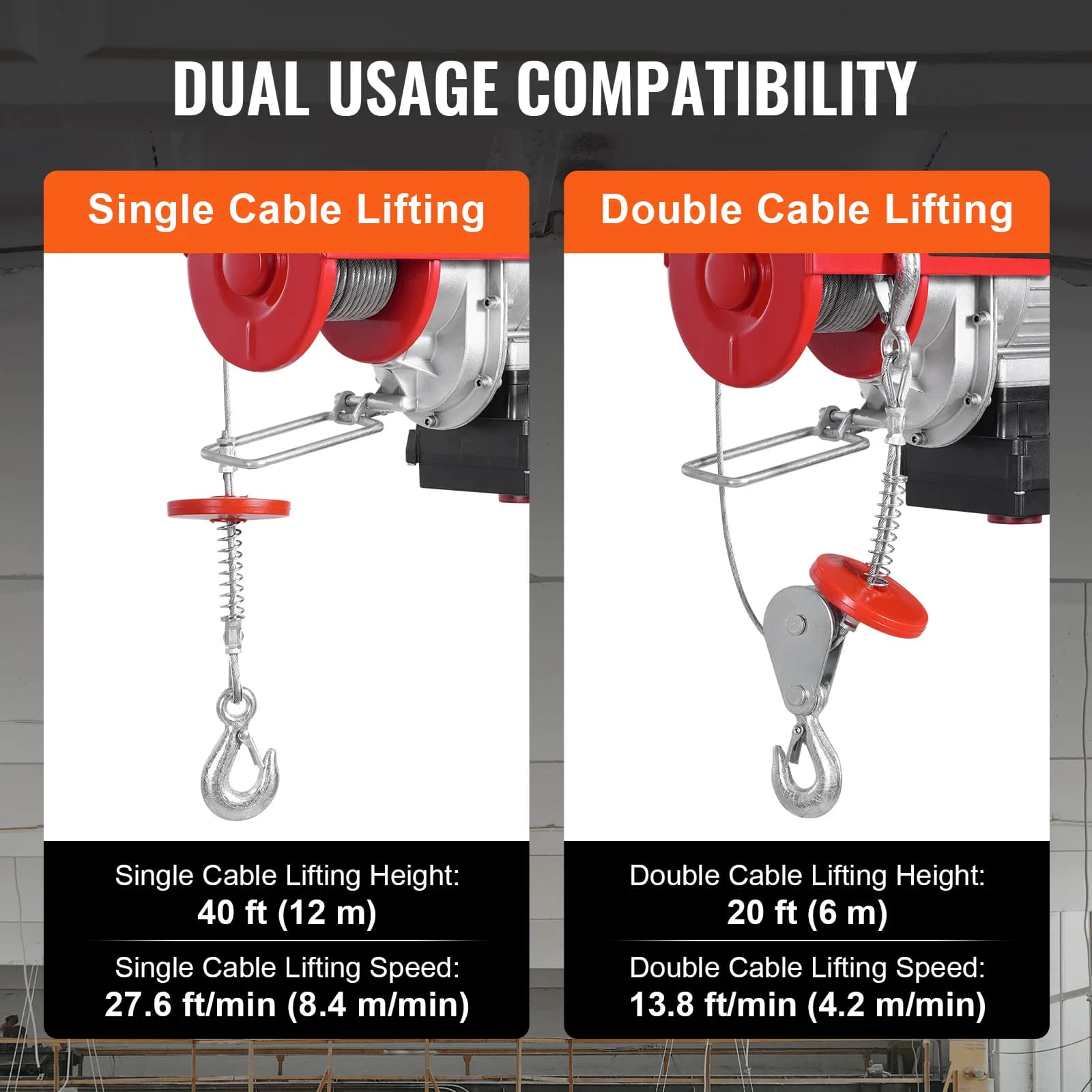 1320 lb Electric Hoist | 328 ft Wireless Remote & 40 ft Lift | Industrial Winch Crane - Thumbnail 6