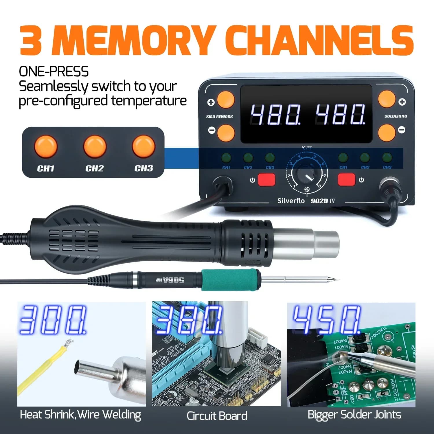 T12 Soldering Station with Hot Air Rework | 902D-IV Precision Welding & Desoldering Kit - Thumbnail 5