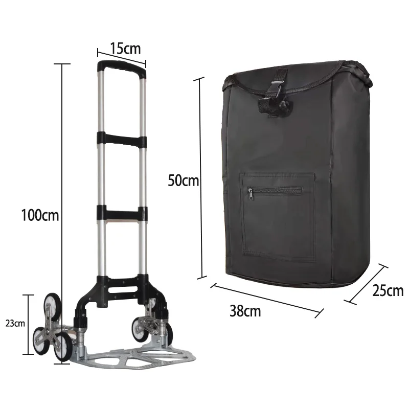 Heavy-Duty Folding Hand Truck | 75kg All-Terrain Trolley | Stair-Climbing & Portable Cargo Cart - Thumbnail 3
