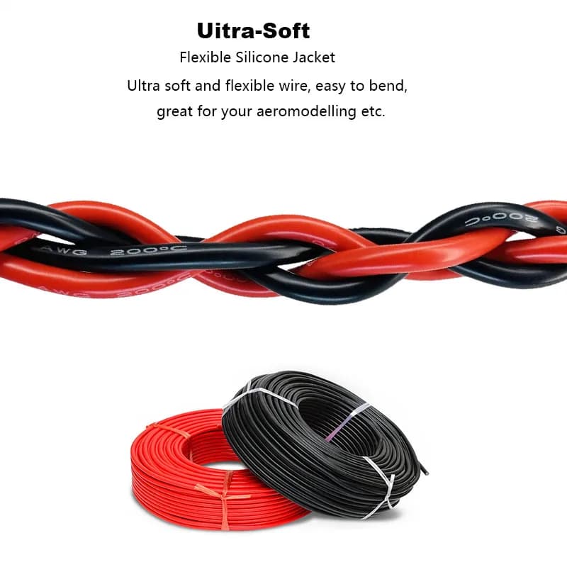Premium-Grade Silicone Wire | Heat-Resistant 2-16 AWG Stranded Copper | For RC Cars & Drones - Thumbnail 4