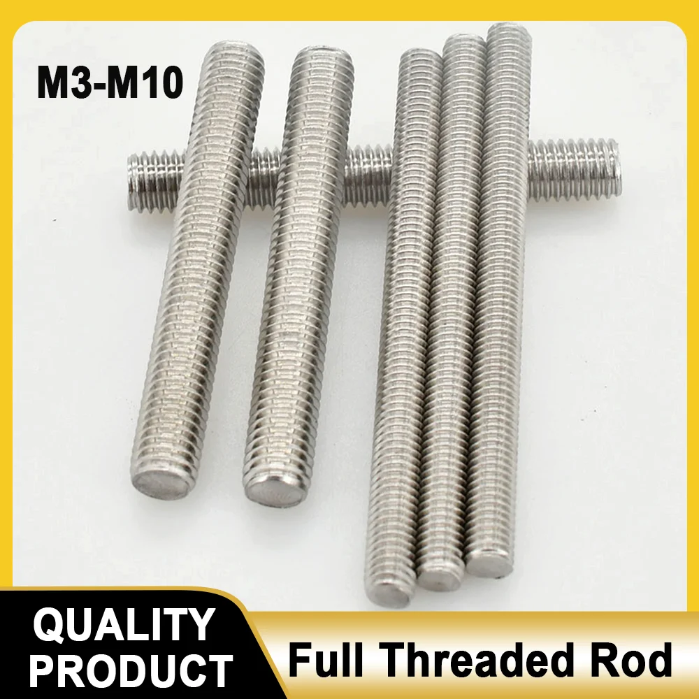 M4 M5 M6 M8 M10 Threaded Stud Rods | 304 Stainless Steel Full Thread | Length 16-500mm - Thumbnail 2