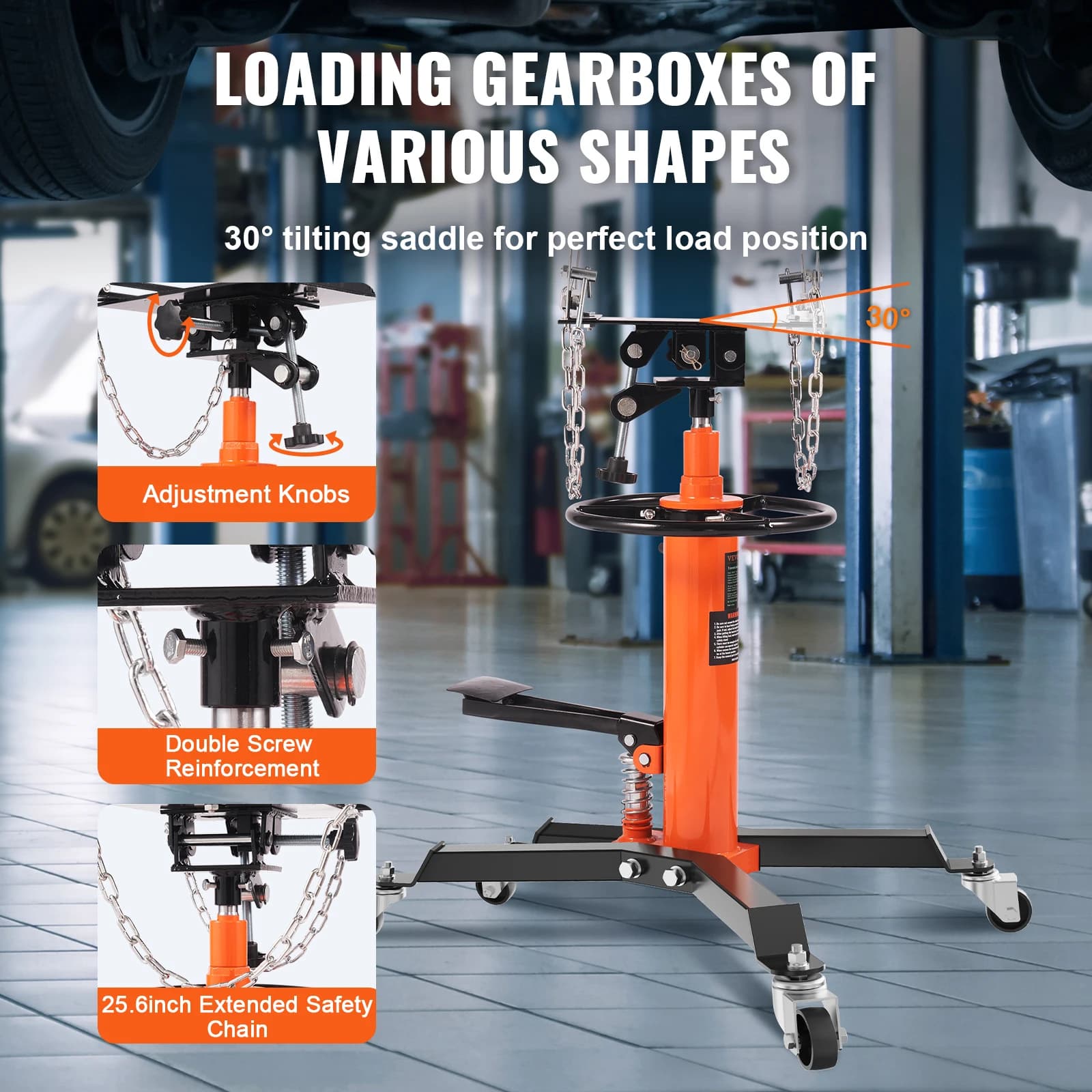 Hydraulic Transmission Jack | 1322 lb Capacity | Telescoping Lift for Auto Repair - Thumbnail 4