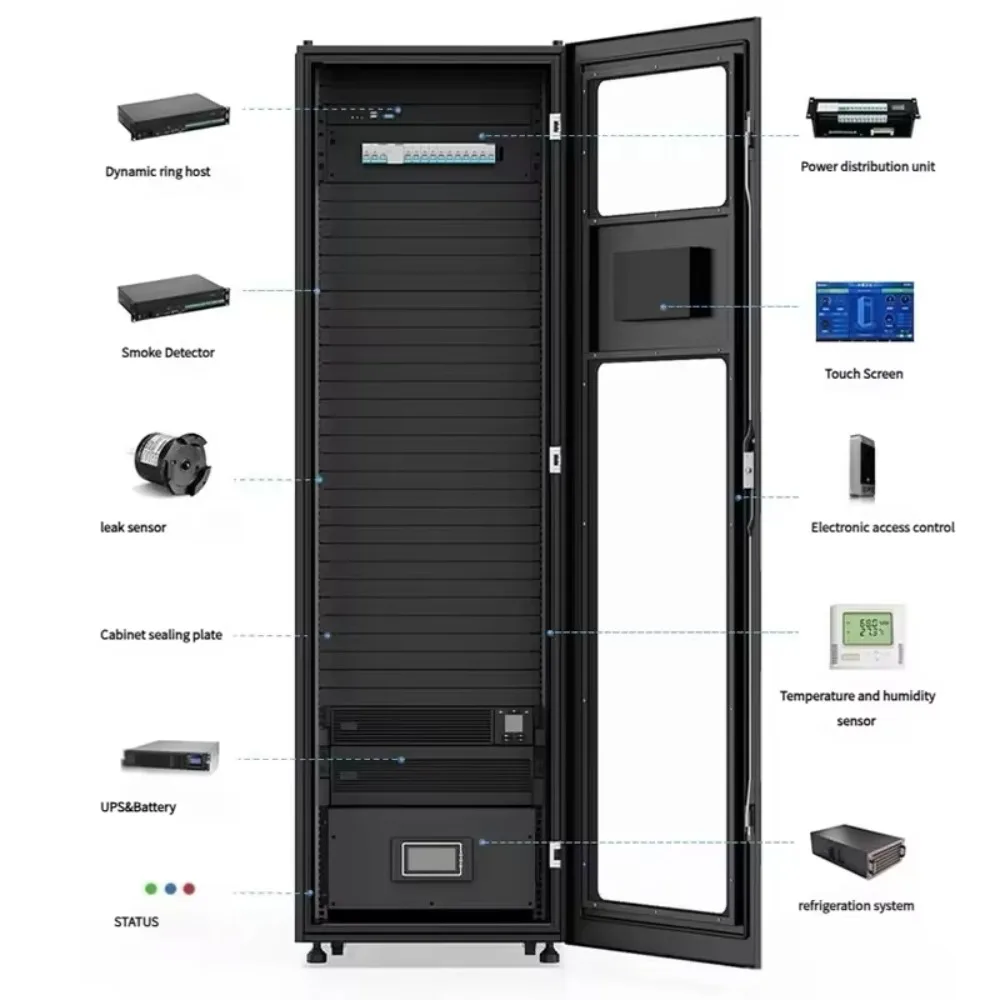 High Quality Data Center Smart Cabinet Perforated Door Network Cabinet Hexagonal Hole IDC Modular Data Center Server Rack - Thumbnail 3