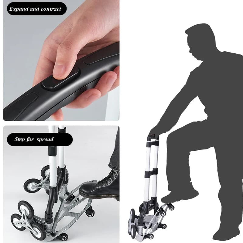 Heavy-Duty Folding Hand Truck | 75kg All-Terrain Trolley | Stair-Climbing & Portable Cargo Cart - Thumbnail 5
