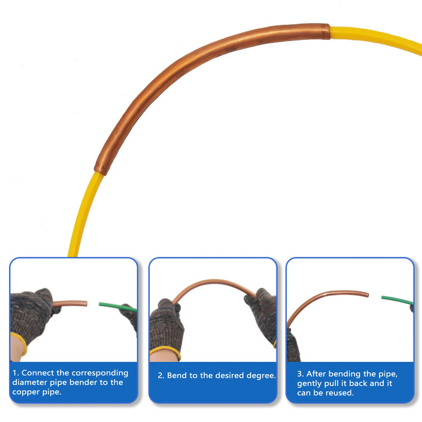 Copper Tube Bender Kit | 4-Piece Set for 1/4 to 5/8 HVAC Lines | 13ft PE Plastic - Thumbnail 5