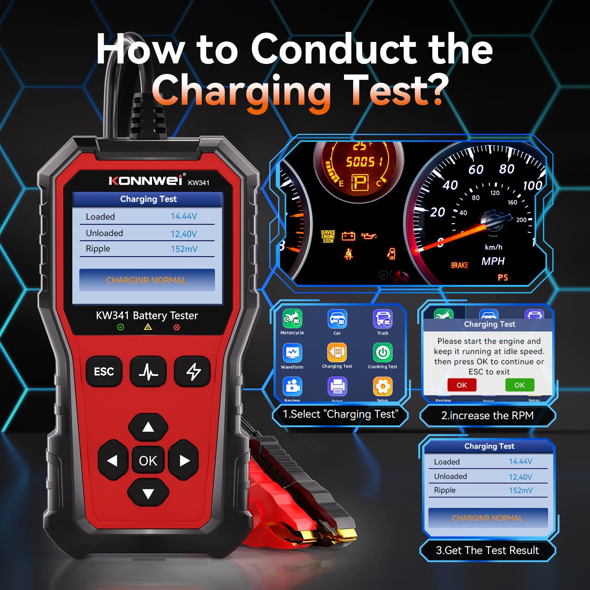 Car Battery Tester | 6V 12V 24V Battery Analyzer | Fault Code Reader - Thumbnail 3