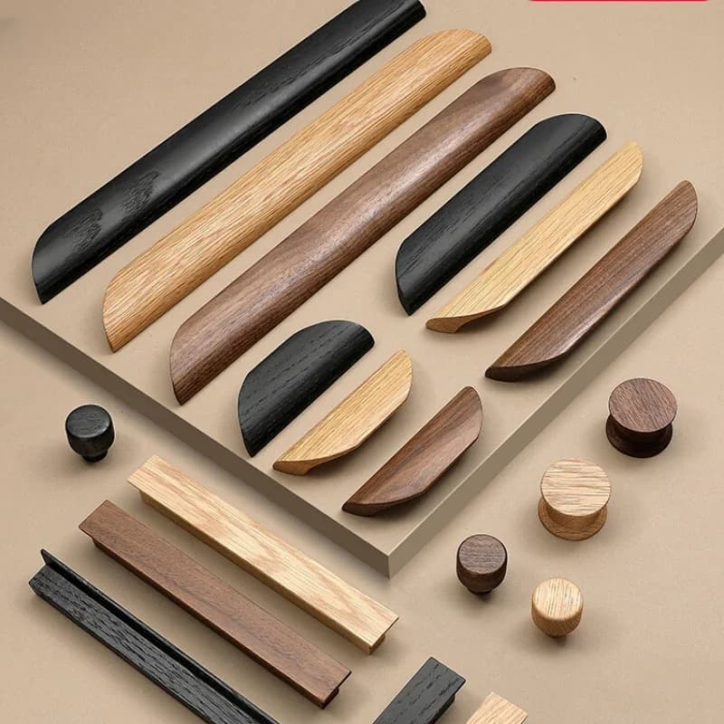 Walnut Cabinet Handles | Natural Wood Extended Pulls | High-End Wardrobe & Drawer Hardware - Thumbnail 2