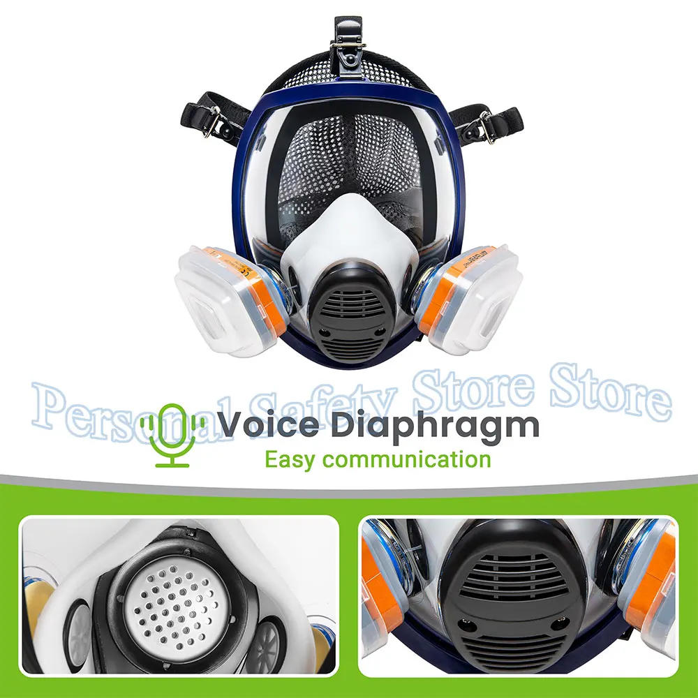 6800 Respirator Full Face Mask Anti-Gas, Anti-Dust | Gas Mask Ideal for Painting/Woodworking/Construction/Sanding/Spraying/DIY - Thumbnail 4