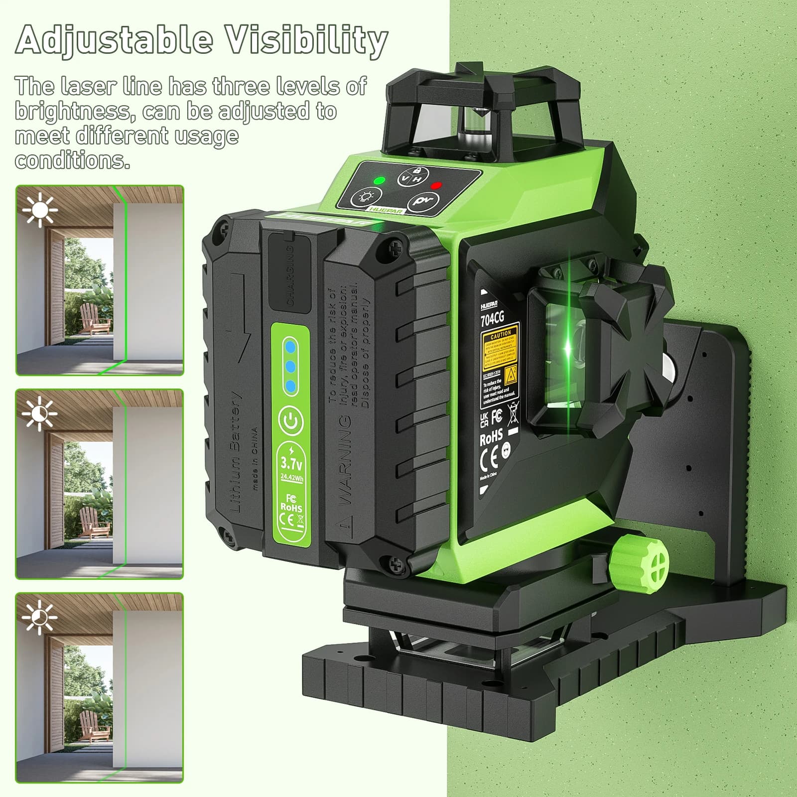 4D Laser Level | 16-Line 360° Self-Leveling | Green Beam Digital Display - Thumbnail 6