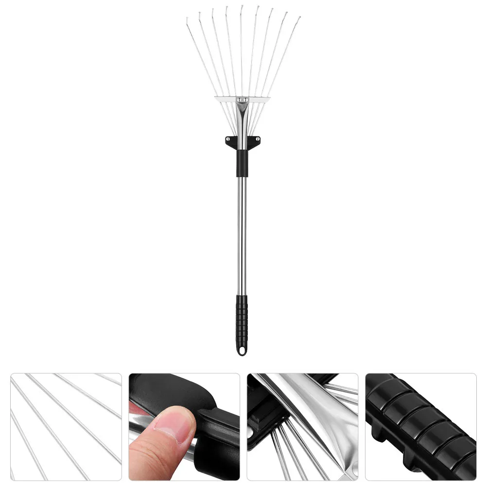 Duty Metal Rake | Telescopic Adjustable Anti-Slip Handle | Professional Yard Cleaning Tool - Thumbnail 4