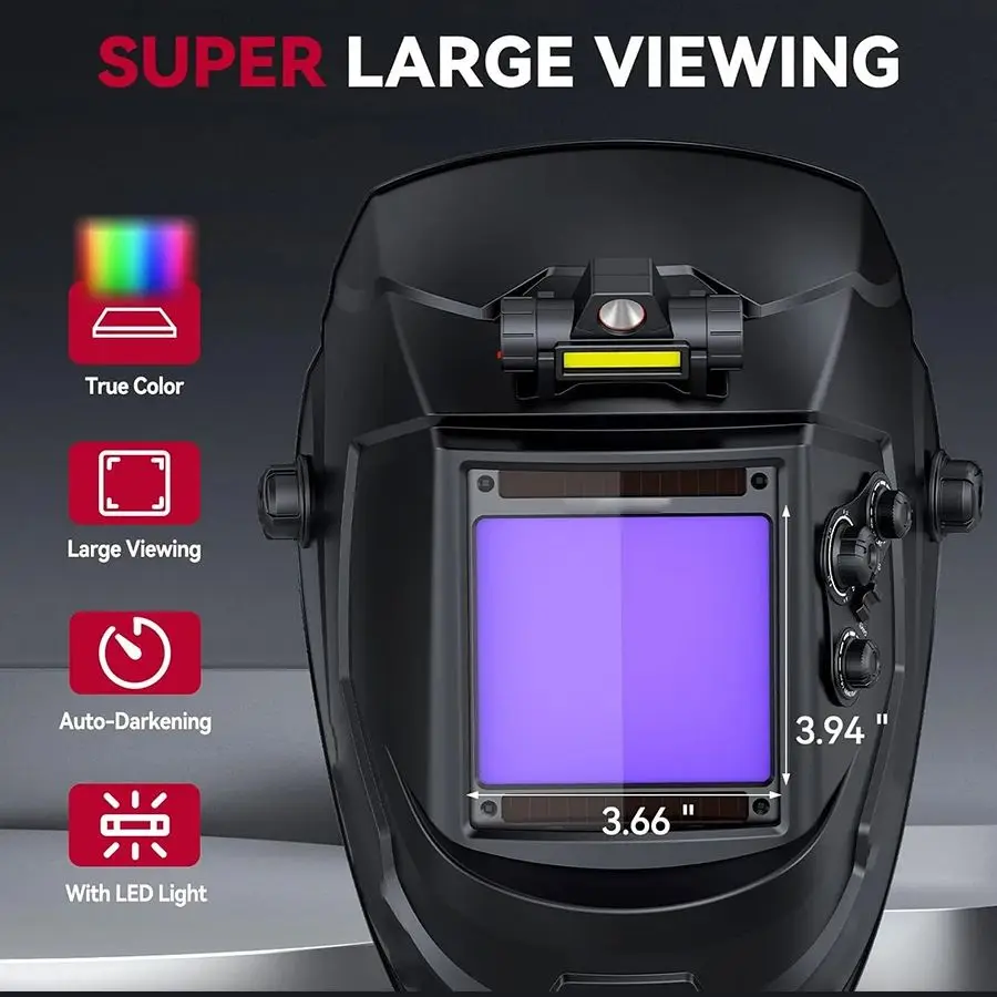 Auto-Darkening Welding Helmet | Wide Shade Range 4-9/9-13 | TIG MIG ARC Grinding Shield - Thumbnail 2