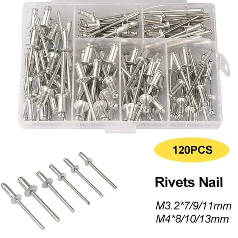 Heavy Duty Rivet Gun Kit | 120pc Blind Rivets Assortment | Hand Tool Set - Thumbnail 2