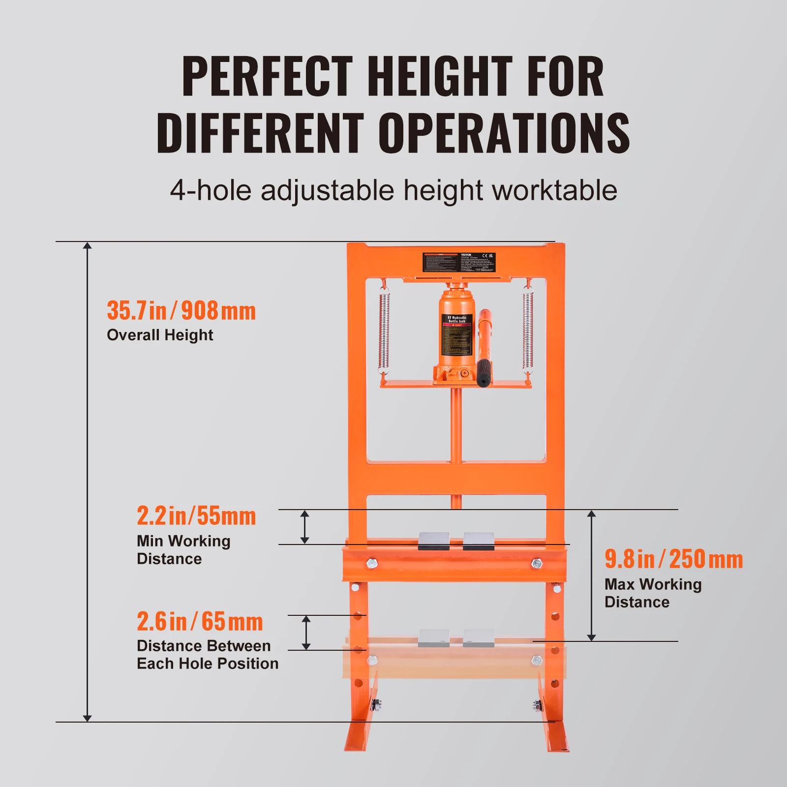6-Ton H-Frame Hydraulic Shop Press | Heavy-Duty Garage & Workshop Floor Press with Plates - Thumbnail 4