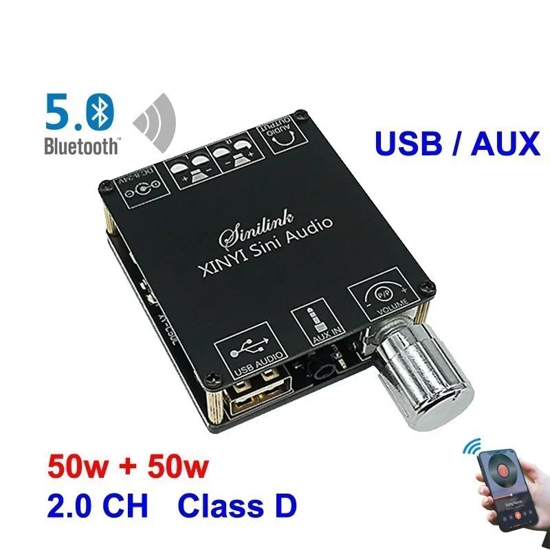 Bluetooth 5.0 Stereo Amplifier | 2x50W Class D Power | Hi-Fi Wireless Audio System - Thumbnail 3