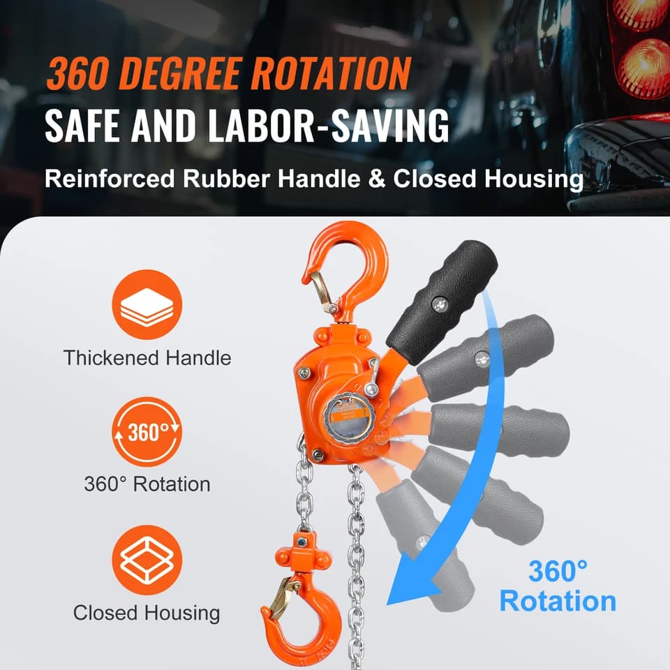 Lever Hoist | 0.5 Ton Capacity | 10ft G80 Galvanized Chain - Thumbnail 6