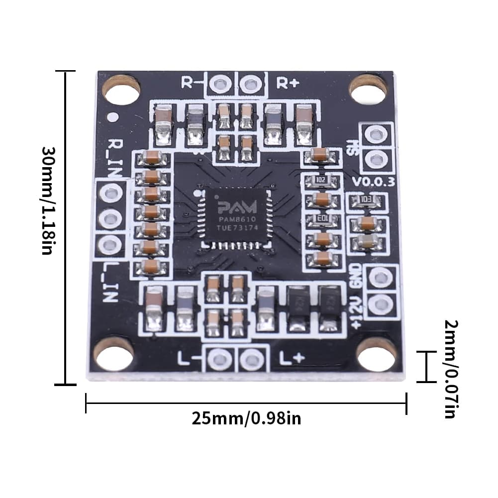 Class D Stereo Amplifier Board | 15W Dual Channel | Compact DC 7-15V Audio Module - Thumbnail 3