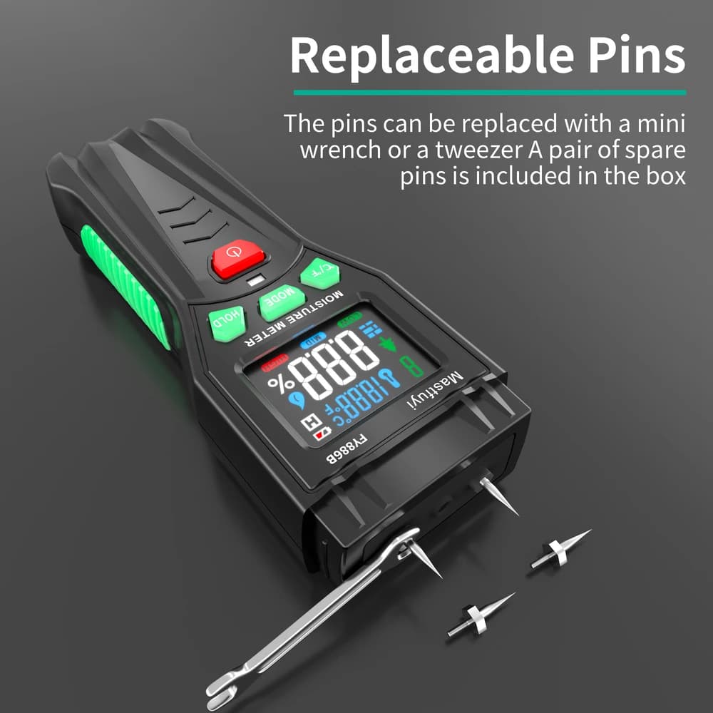 Two-Pin Digital Moisture Meter with LCD Screen for Wood, Walls & Concrete Detection - Thumbnail 4