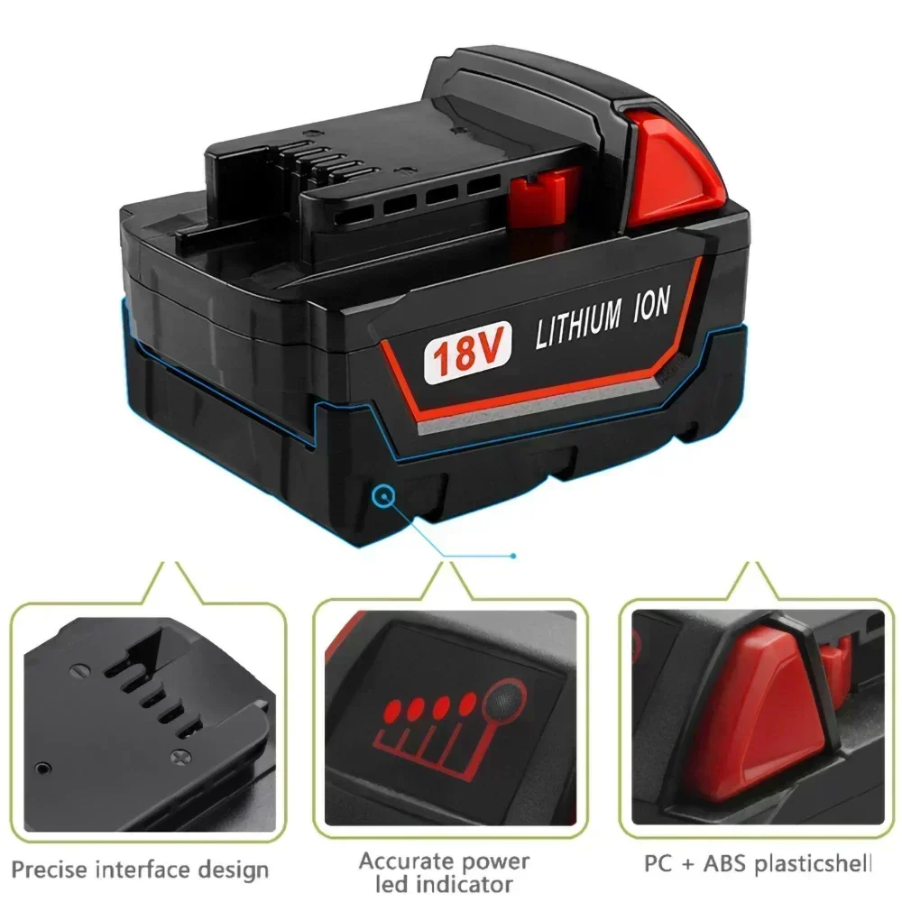 High-Capacity Milwaukee M18 Battery | 12800mAh 18V Power Source | For BR/XC Chargers & M18 Tools - Thumbnail 6