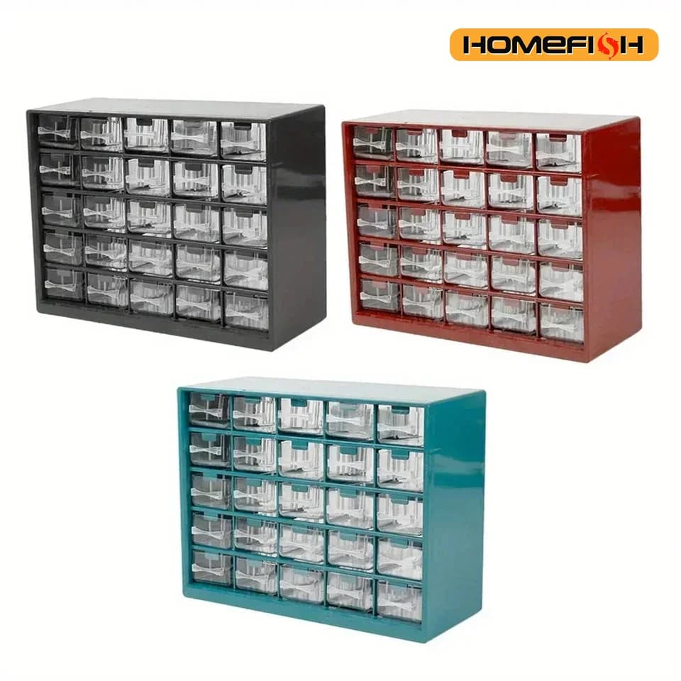 Tool Storage Box | 25-Drawer Component Organizer | Wall-Mount Screw Classification System - Thumbnail 2