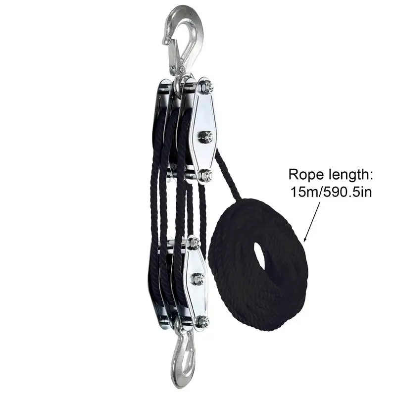 6:1 Ratio Pulley Hoist System | 2200 lb Heavy-Duty Capacity | 50 ft Rope - Thumbnail 5