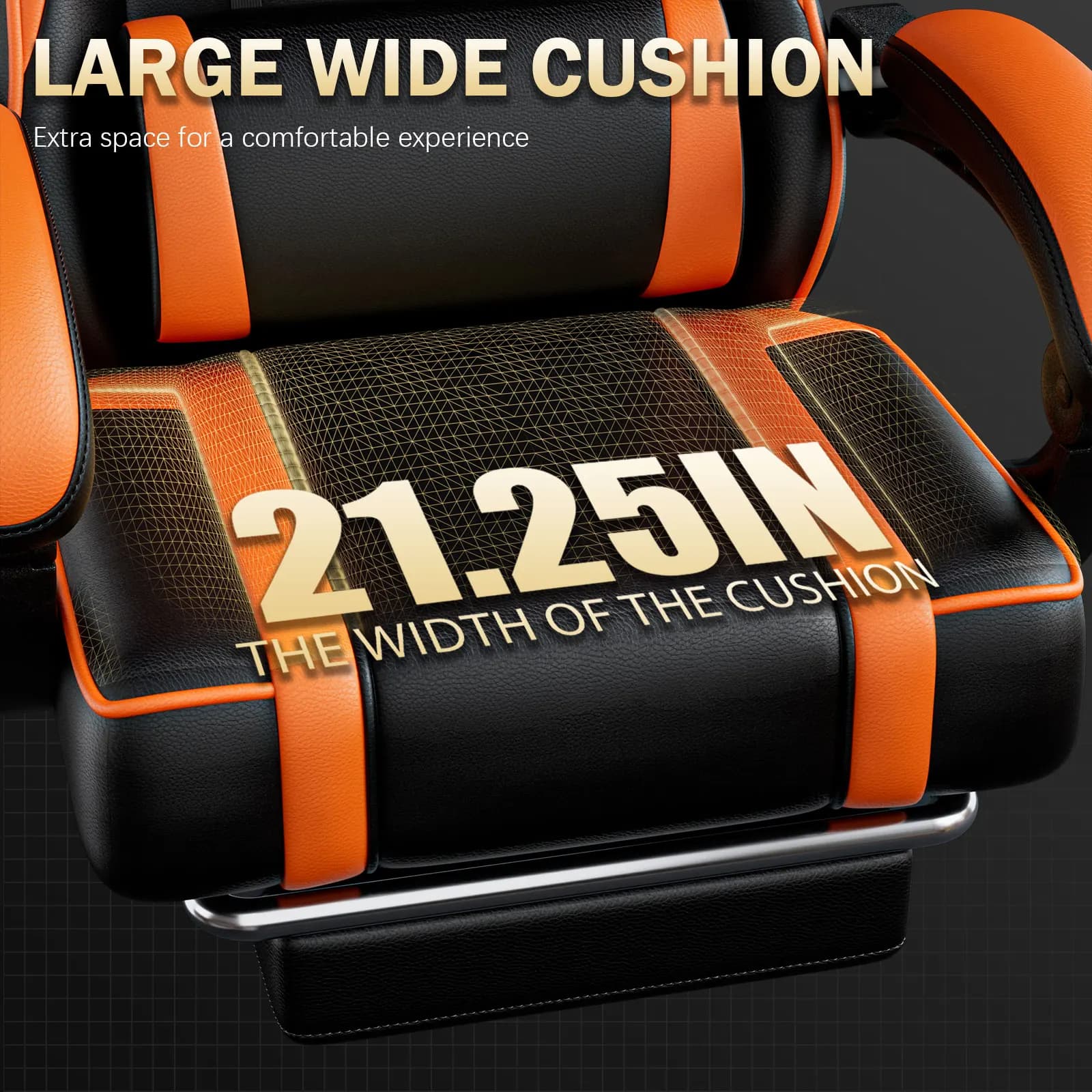 Gamer Chair | PU Leather Video Game Chair for Adults | Office Desk Chair with Footrest - Thumbnail 6