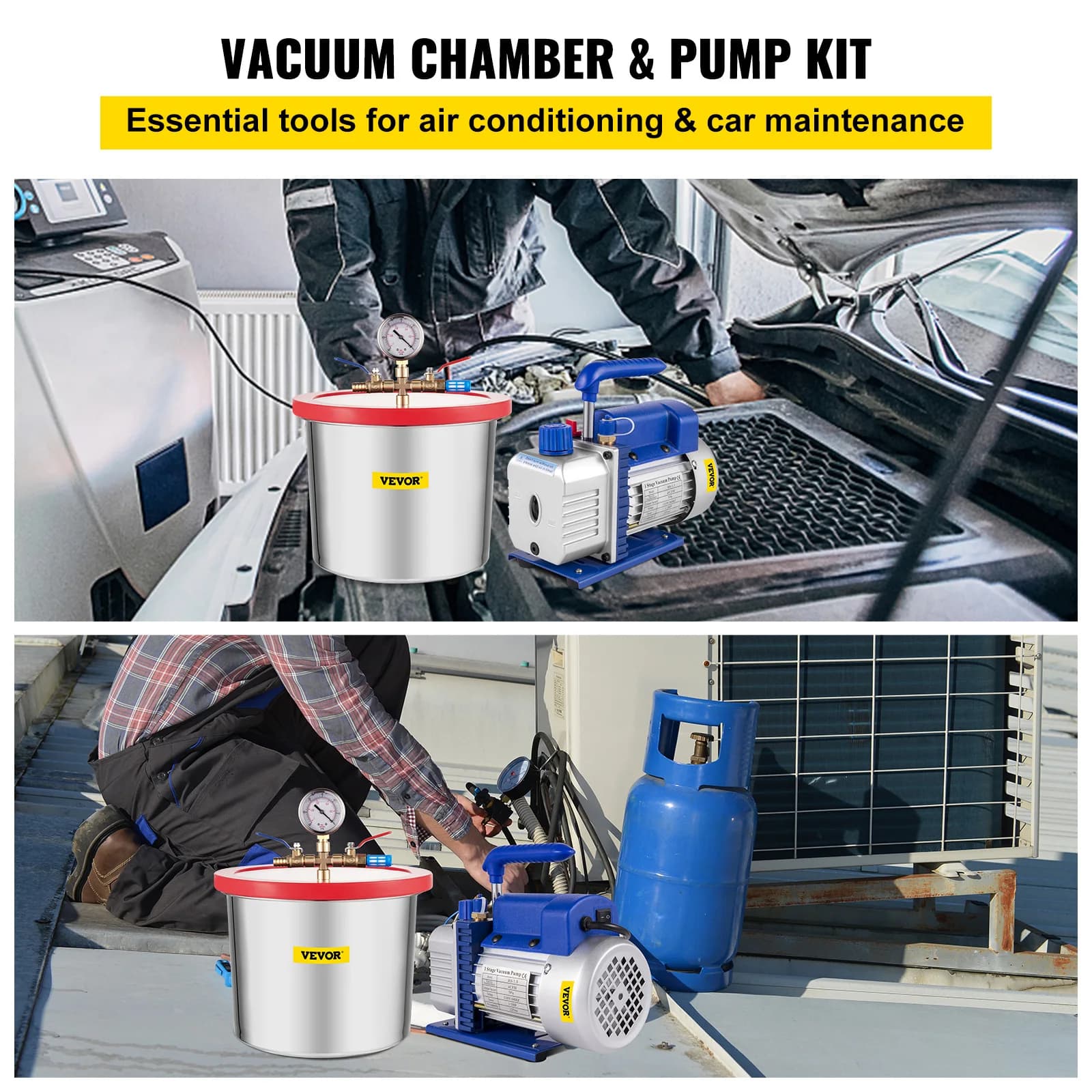 Vacuum Pump 2.5-5CFM | HVAC & AC Maintenance Kit | Professional Refrigeration Degassing - Thumbnail 2