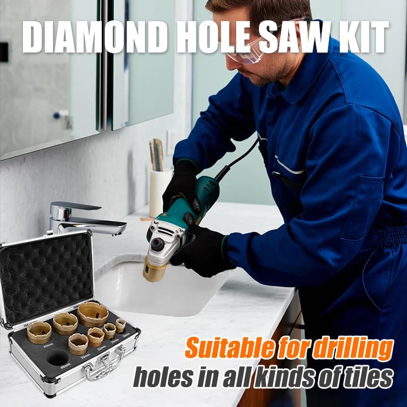 Diamond Core Drill Bit Set | 9-Piece for Granite, Tile & Stone | Angle Grinder Compatible - Thumbnail 3