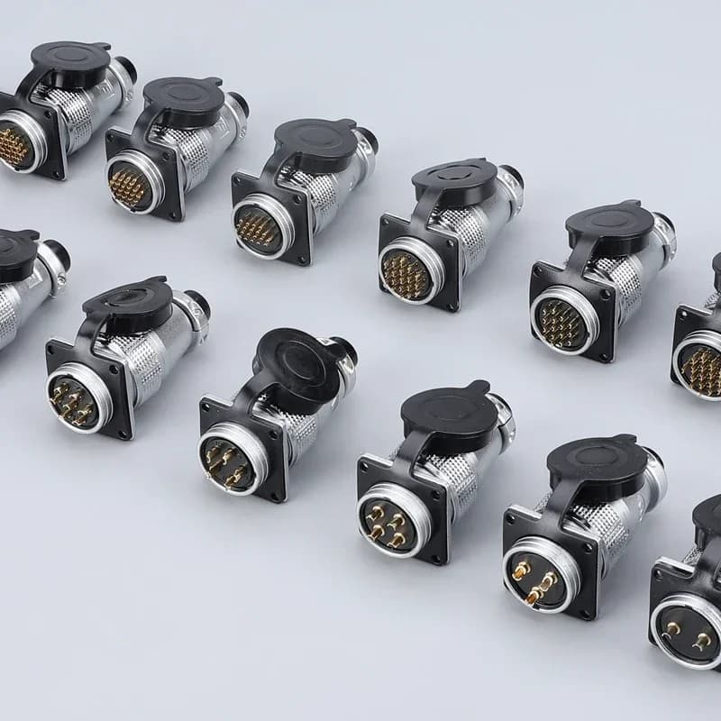 P28 Aviation Square Plug Socket Connector with male and female circular butt joint, available in 2 to 24 pin configurations for secure electrical connections.