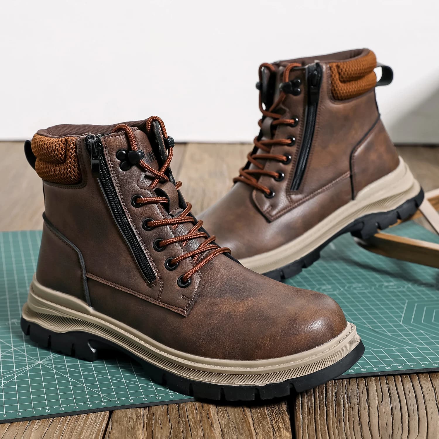 Work Boots | Steel Toe Safety Shoes with Side Zipper | Industrial Puncture-Proof - Thumbnail 3