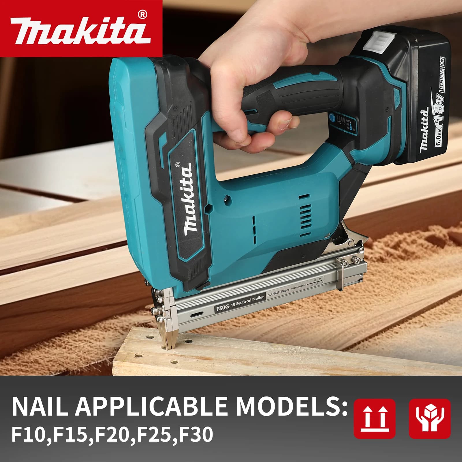 Makita Cordless Brad Nailer | 10-30mm Nails, 100-Capacity Magazine | High-Speed, Low-Noise Woodworking Tool - Thumbnail 5