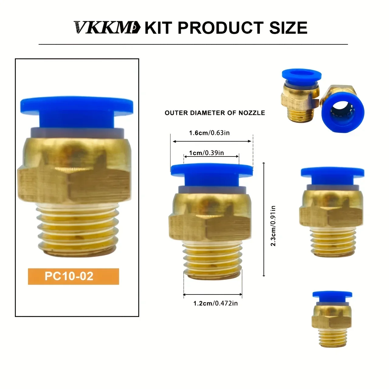 Pneumatic Fittings Kit | 8-Piece Brass Male Thread Connectors for Air Compressors & Impact Wrenches - Thumbnail 5