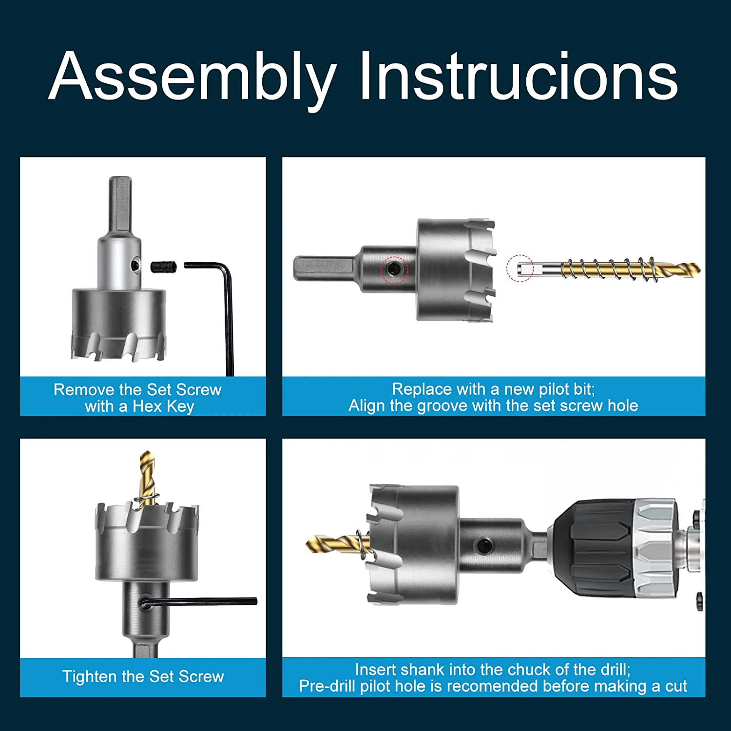 TCT Hole Saw Set | 12-150mm Carbide-Tipped Drill Bits | For Stainless Steel & Metal - Thumbnail 4