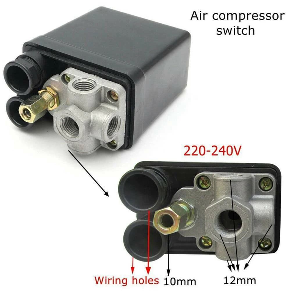 Air Compressor Pressure Switch | 90-120 PSI Automatic Regulator | 4-Port Manifold - Thumbnail 2