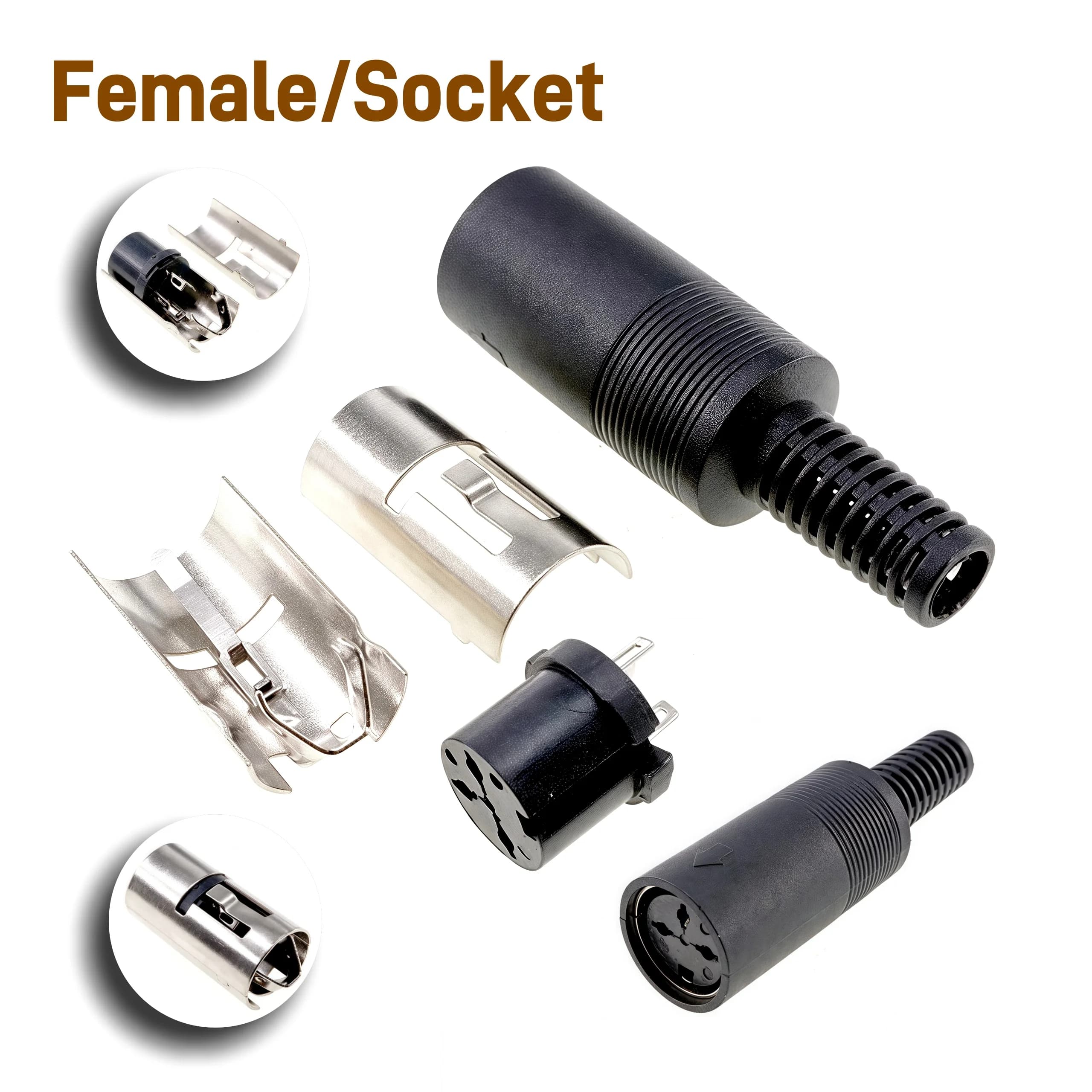 DIN Plug & Socket Connector Set | 3-13 Pin Male/Female Adapters | Durable Plastic Handle for Keyboard & PS2 Cables - Thumbnail 6