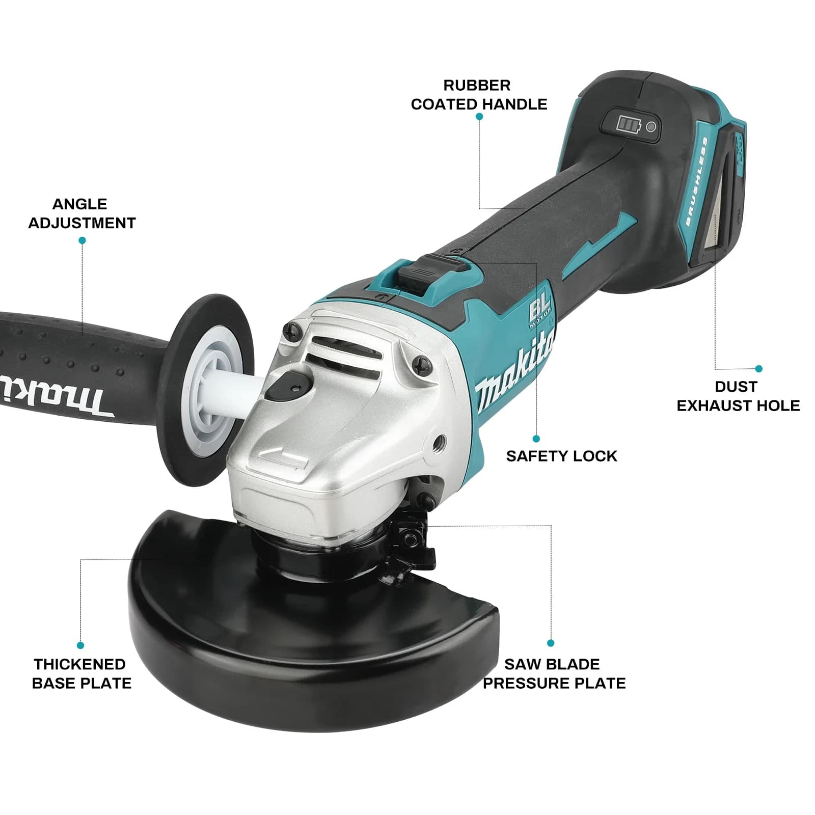 Makita DGA504 Cordless Angle Grinder | 18V 6.0Ah Battery | 4-1/2 (125mm) Professional Power Tool - Thumbnail 2