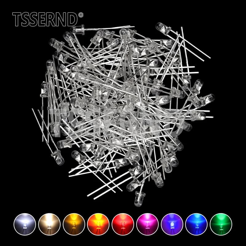 LED Diode Assortment Kit | 3mm F3 | 60 or 100-Piece Multi-Color Set for DIY Electronics - Thumbnail 3