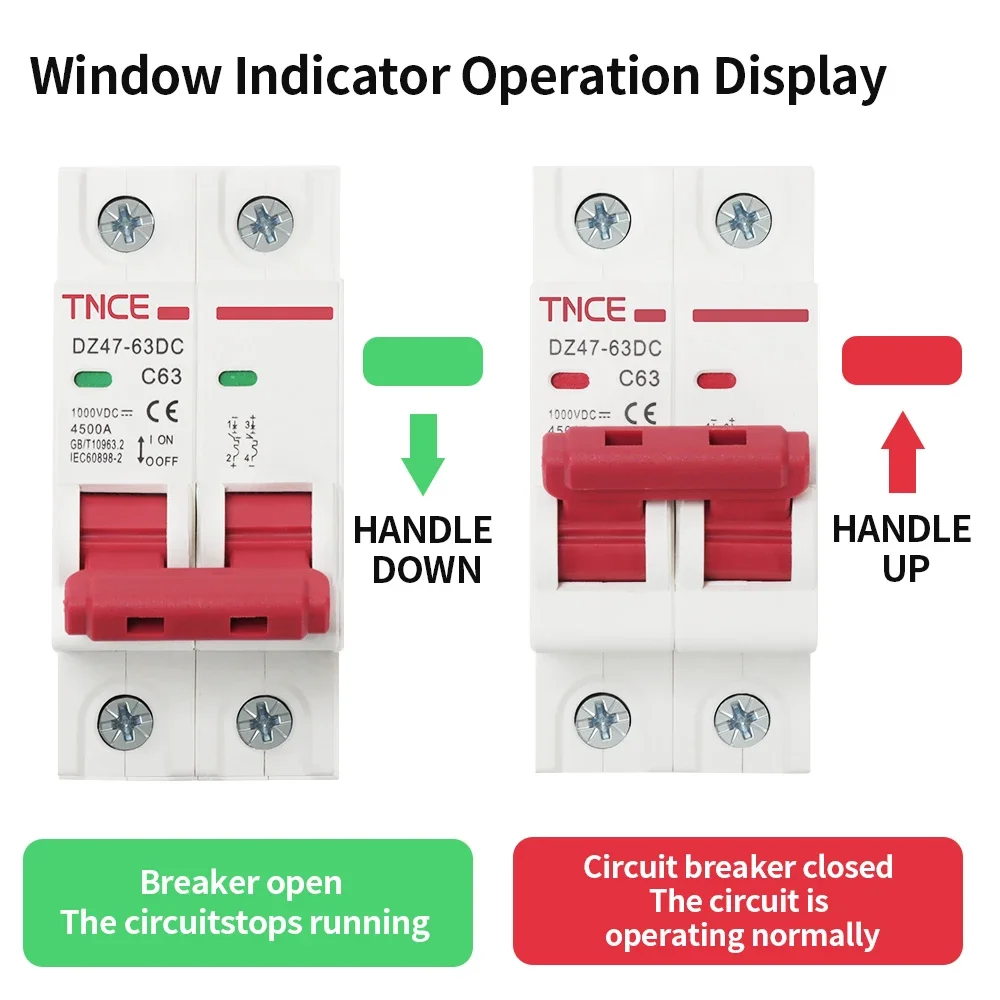 C-Type Mini Circuit Breaker | 10A-63A DC 1000V MCB | DIN Rail Mount Overload & Short Circuit Protection - Thumbnail 3
