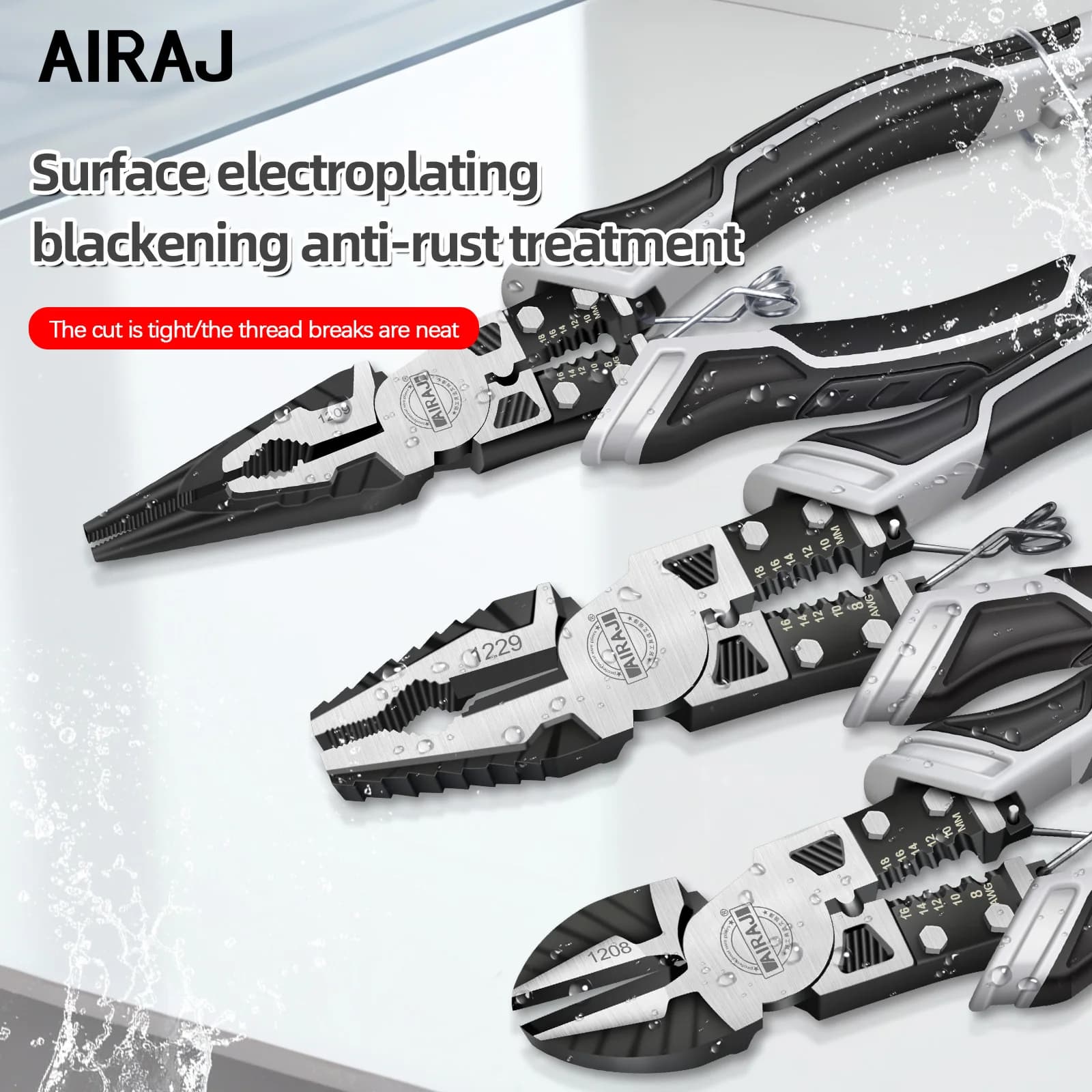 8-Inch Diagonal Pliers Set | Multi-Tool for Electrical & Precision Wire Work | 3-Piece Hardware Kit - Thumbnail 2