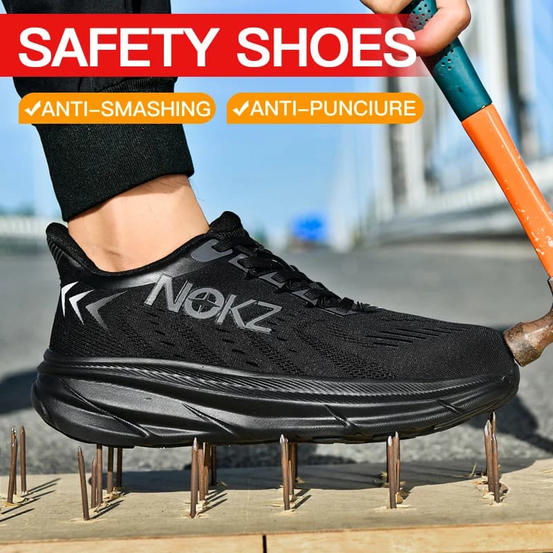 Anti-Impact Work Shoes | Steel Toe Cap & Breathable Design | Men's Construction Sneakers - Thumbnail 2
