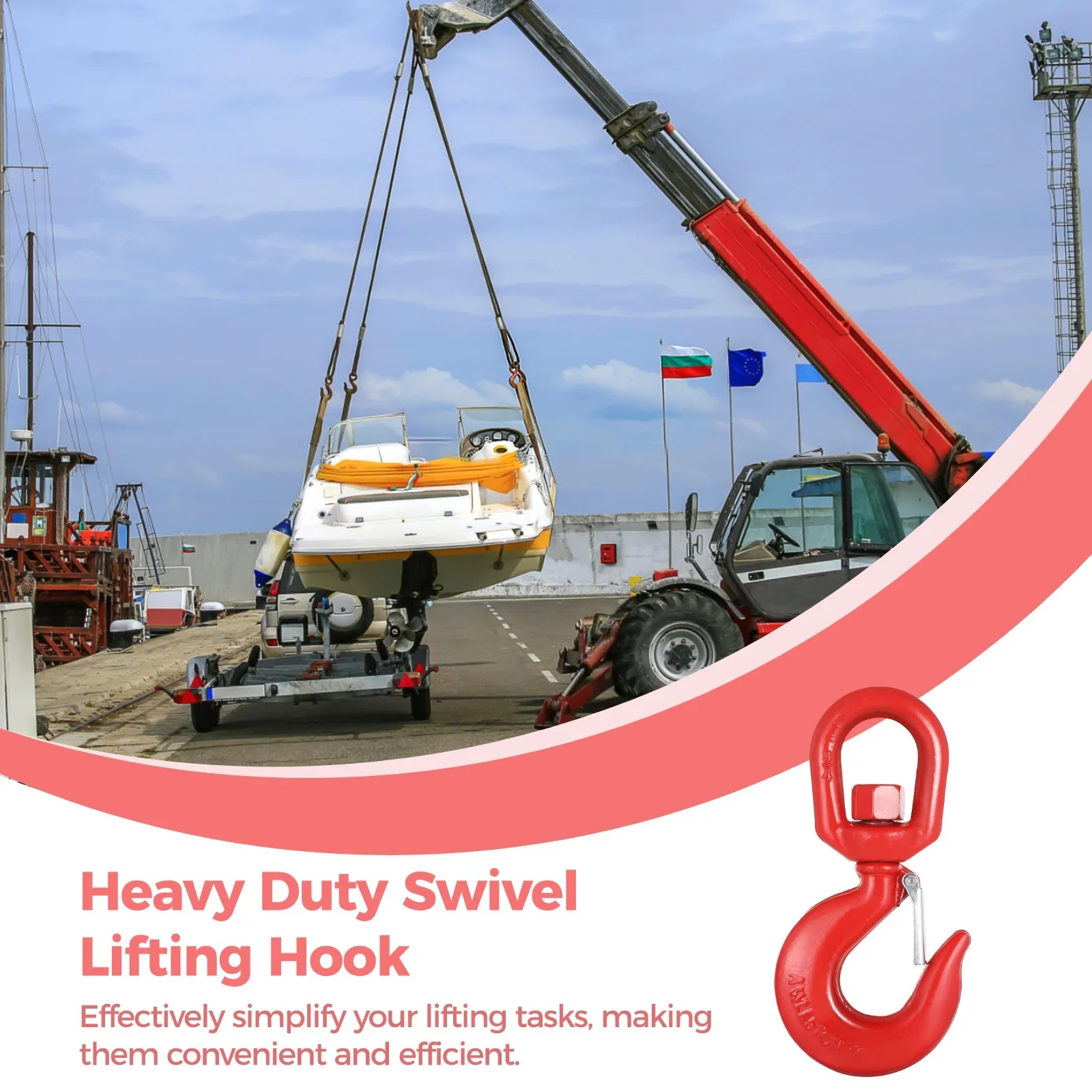 3-Ton Swivel Hook | G80 Alloy Steel Rigging Hook with Safety Latch for Secure Lifting - Thumbnail 3