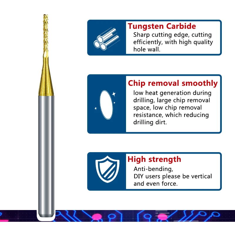 Coated CNC End Mill | 0.5-3.175mm Precision Bits | 1/8 Shank for PCB Engraving - Thumbnail 4