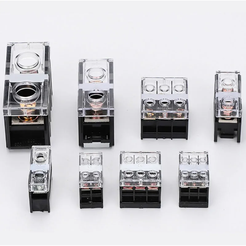 Heavy-Duty DIN Rail Terminal Block | 30A/60A High-Current Brass Connector | 600V 2/3-Pole Junction - Thumbnail 2