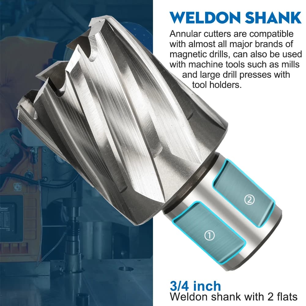 3/4 Inch Annular Cutter | HSS Core Drill Bit Weldon Shank | Magnetic Drill for Stainless Steel - Thumbnail 2