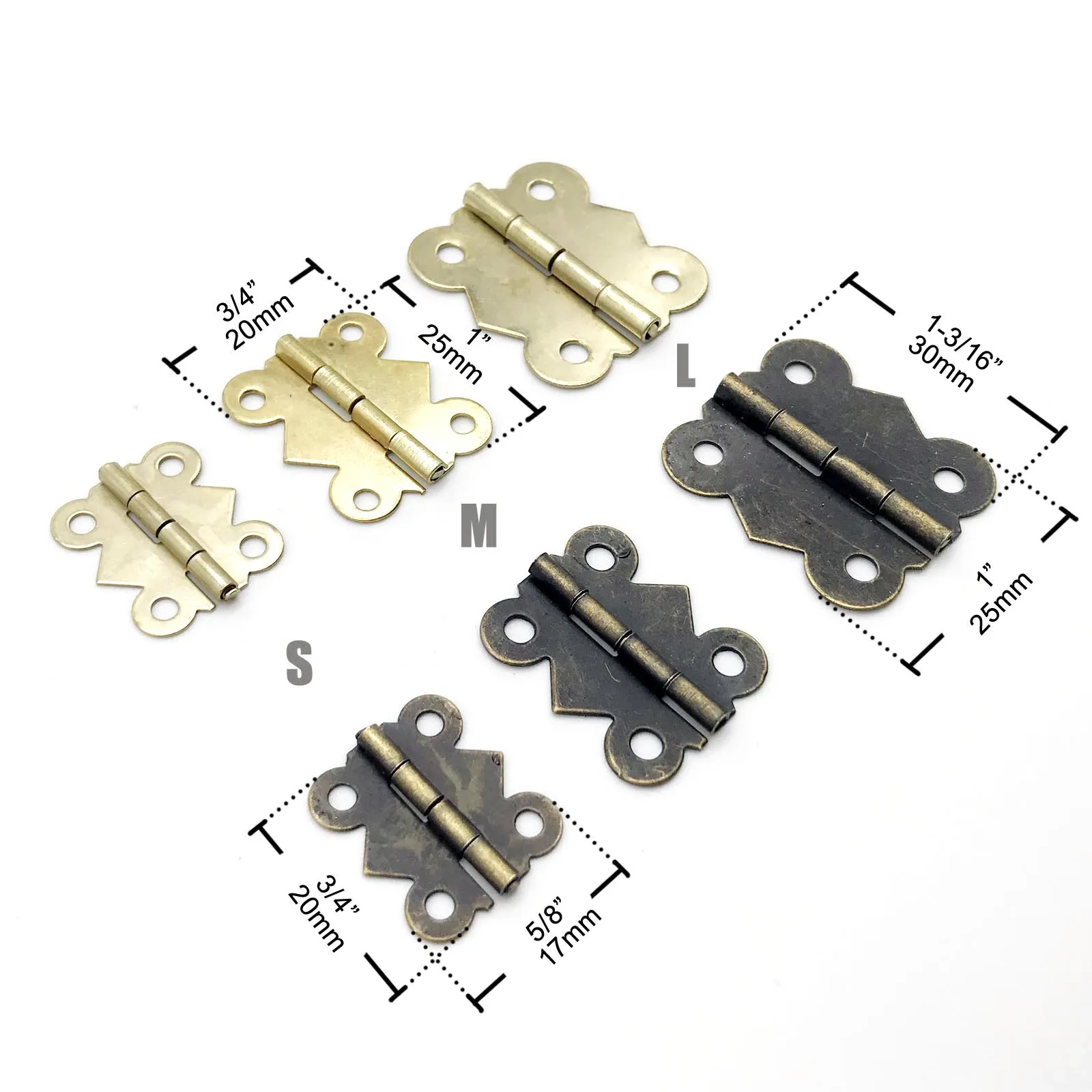 Brass Butterfly Hinges | 12pcs Decorative Jewelry Box Hardware | with Screws - Thumbnail 6