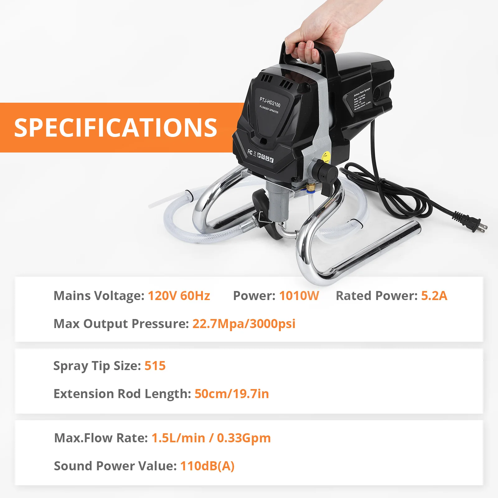 Home Paint Sprayer Kit | 1010W 3000PSI Electric Paint Gun | Wall Painting for Home Projects - Thumbnail 3