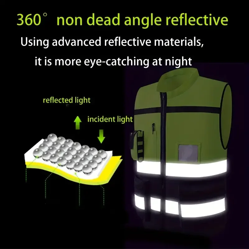 Safety Vest | High-Brightness Strip for Night Running | Unisex Multi-Pocket - Thumbnail 3