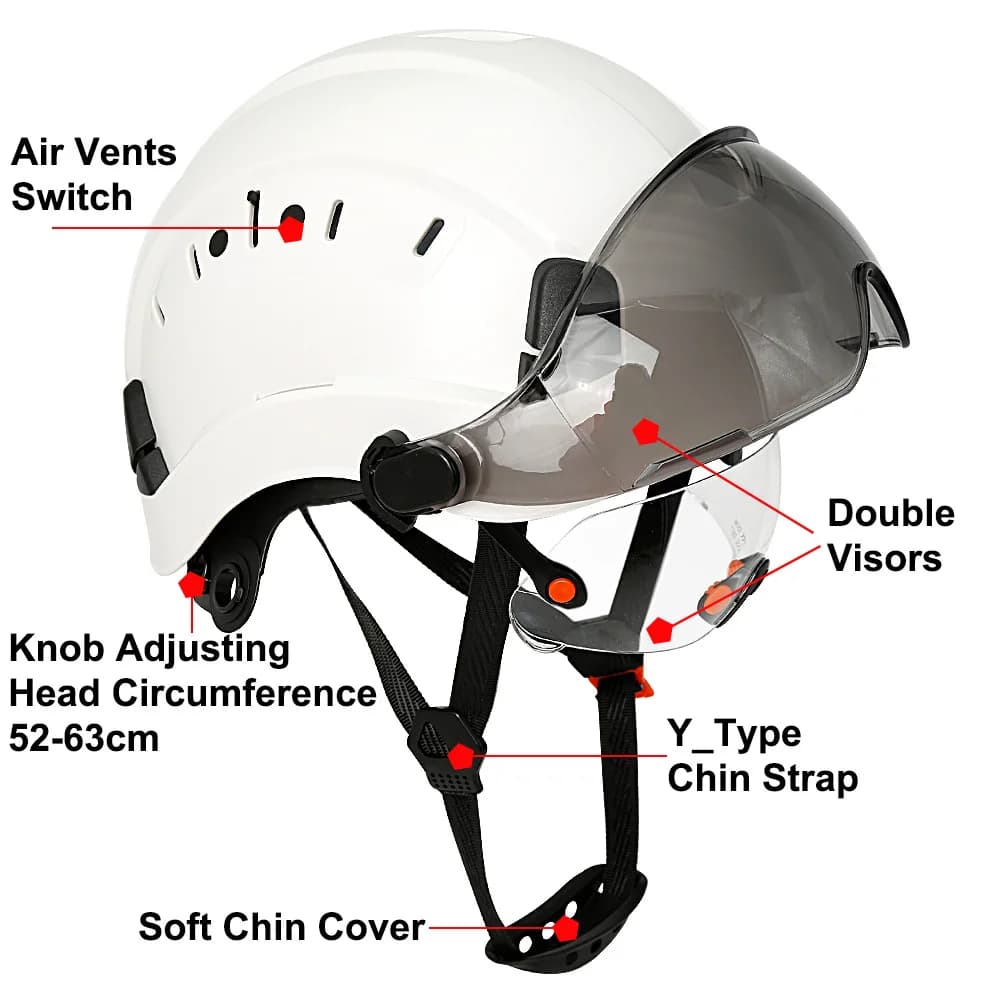 Certified ABS Hard Hat | Built-In Visor & Goggles | Industrial Head Protection for Engineers - Thumbnail 5