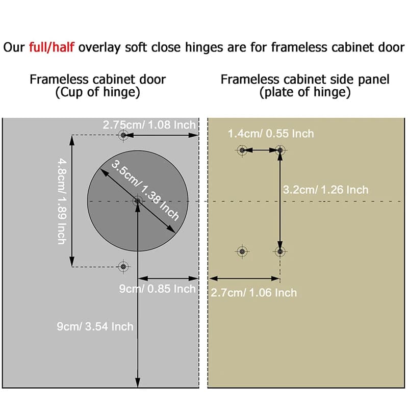 Cabinet Door Hinges | Soft-Close European Concealed | Full/Half Overlay & Inset 35mm Cup - Thumbnail 4